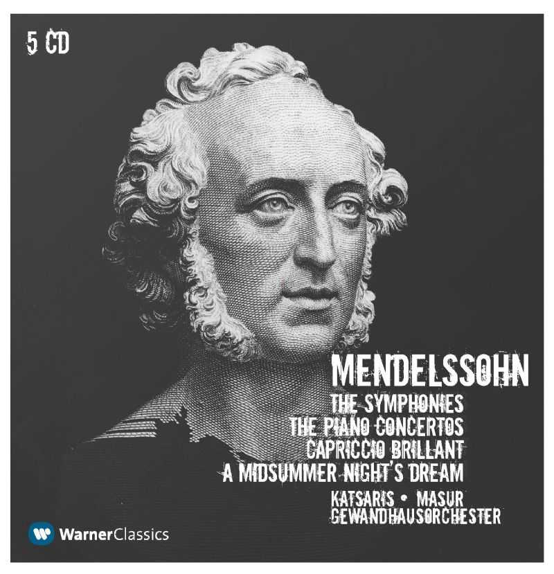 Masur: Mendelssohn - The Symphonies, The Piano Concertos, Capriccio Brilliant, A Midsummer Night's Dream (5 CD box set, FLAC)
