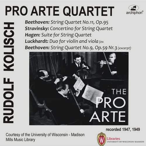 Pro Arte Quartet: Beethoven, Stravinsky, Hagen, Luckhardt (FLAC)