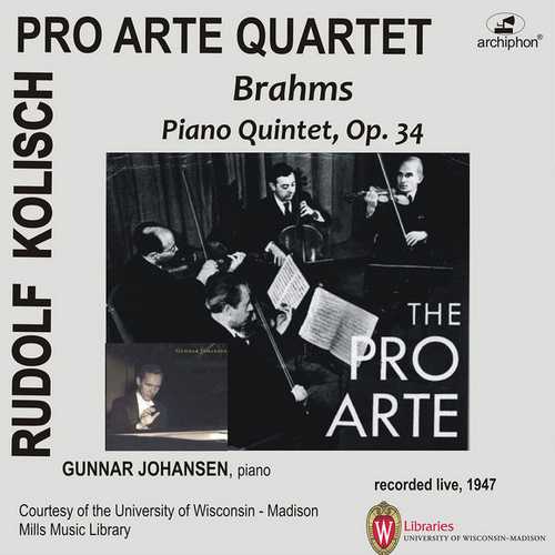 Pro Arte Quartet: Brahms - Piano Quintet op.34 (FLAC)
