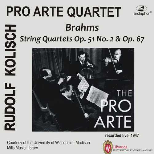 Pro Arte Quartet: Brahms - String Quartets op.51 & 67 (FLAC)