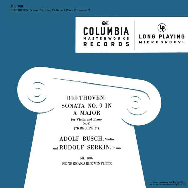 Busch, Serkin: Beethoven - Violin Sonata no.9 op.47 "Kreutzer"; Schumann - Piano Quintet op.44 (24/96 FLAC)