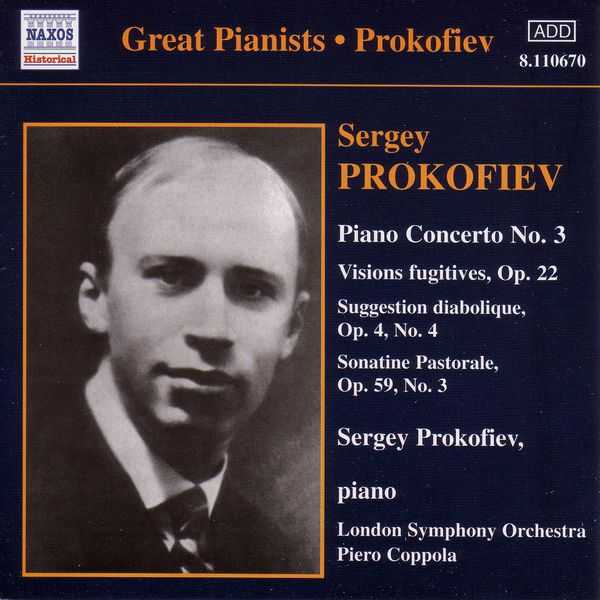 Great Pianists: Prokofiev - Piano Concerto no.3, Visions Fugitives, Suggestion Diabolique, Sonatine Pastorale (FLAC)