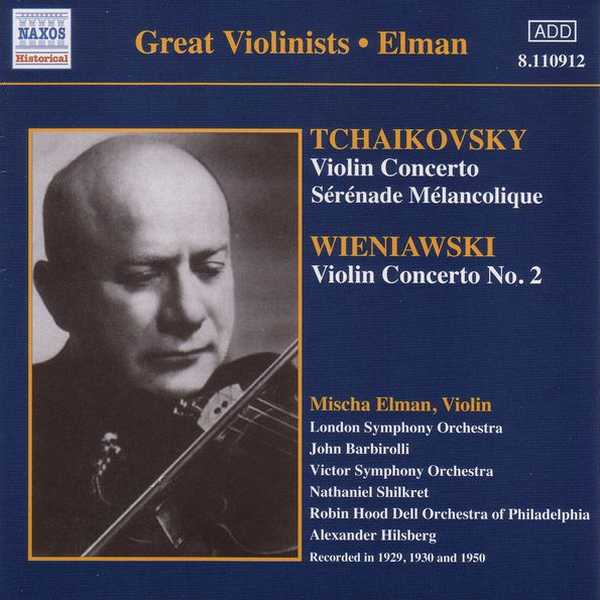 Great Violinists: Mischa Elman: Tchaikovsky, Wieniawski - Violin Concertos (FLAC)