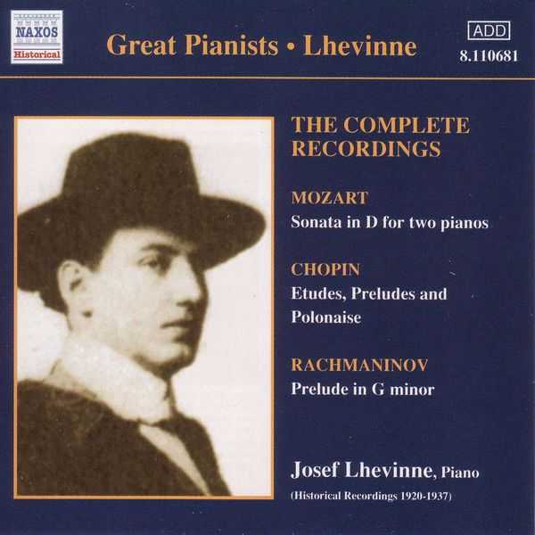 Great Pianists: Lhevinne - The Complete Recordings (FLAC)
