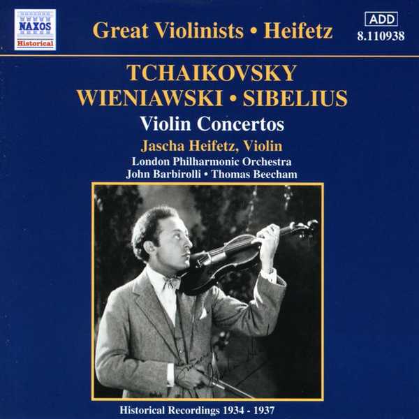 Great Violinists: Heifetz: Tchaikovsky, Wienawski, Sibelius - Violin Concertos (FLAC)