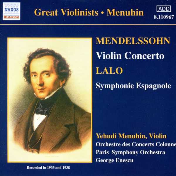 Great Violinists: Menuhin: Mendelssohn - Violin Concerto; Lalo - Symphonie Espagnole (FLAC)