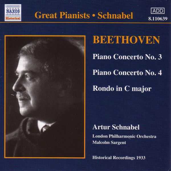 Great Pianists: Schnabel: Beethoven - Piano Concertos no.3 & 4, Rondo (FLAC)
