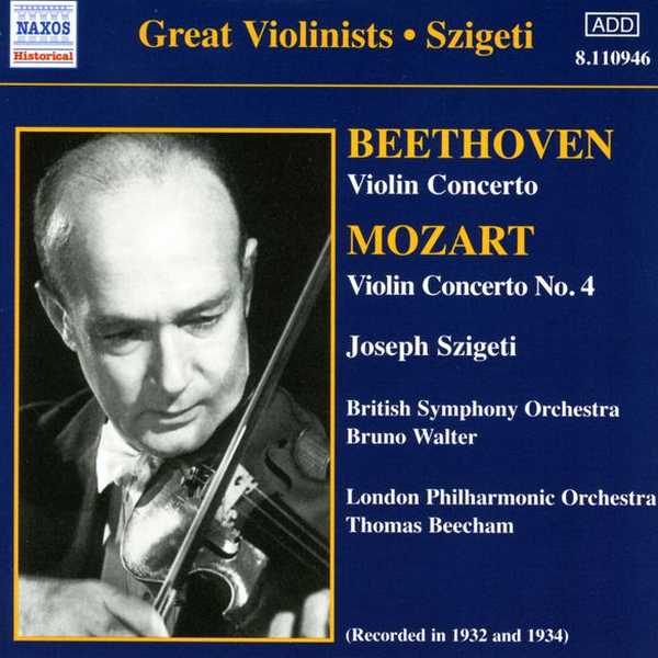 Great Violinists: Szigeti: Beethoven, Mozart - Violin Concertos (FLAC)