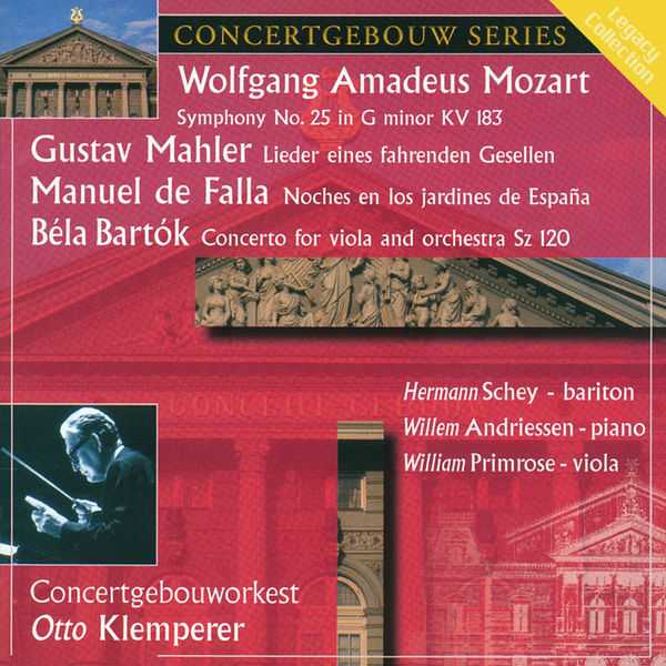 Klemperer: Mozart - Symphony no.25; Mahler - Lieder eines Fahrended Gesellen; Falla - Noches en los Jardines de Espana, Bartók - Viola Concerto (FLAC)